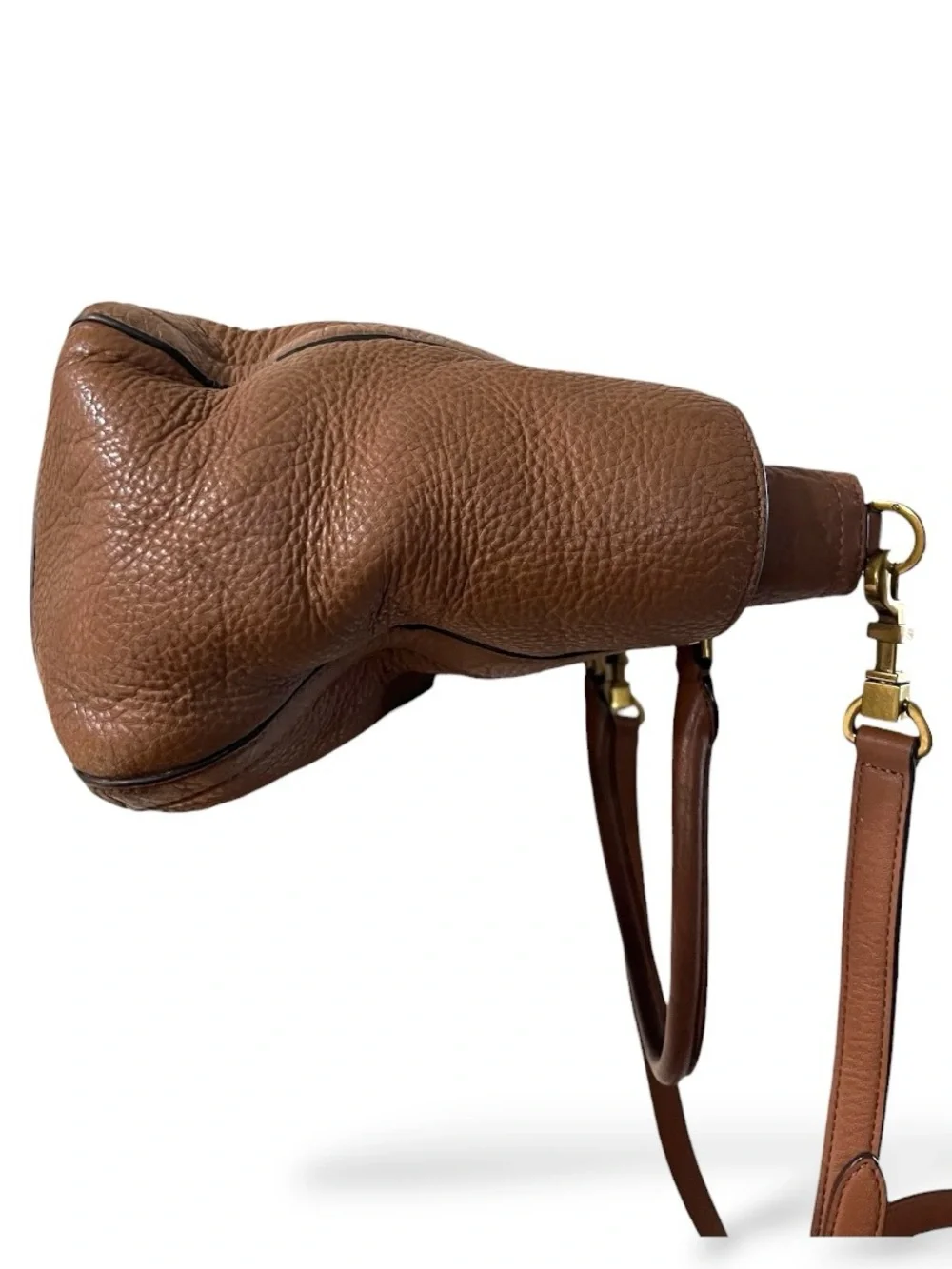 Tory Burch Brown Pebbled Leather Slouchy Crossbody Satchel, One Size